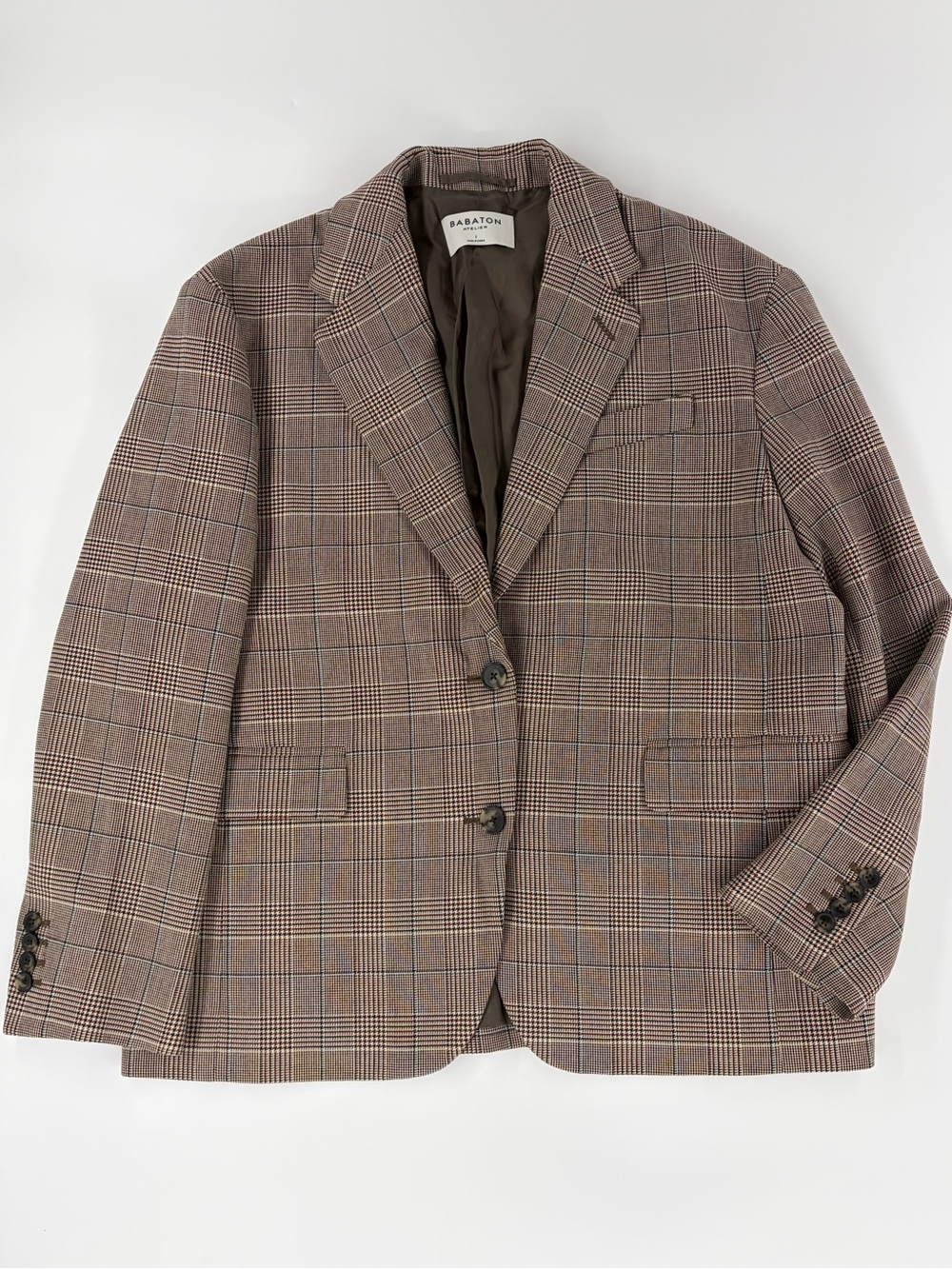 Babaton Sz 1 / XXS XS Blazer Oversized Beige Plaid Academia Classic Preppy Fall